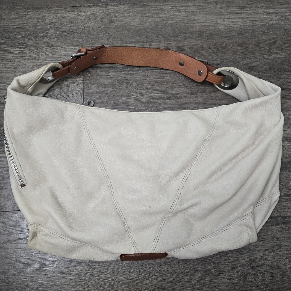 Christopher.kon Leather Slouchy Shoulder Bag Cream Tan Chic Streetwear Boho - Picture 10 of 16